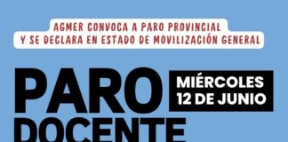 AGMER realizará un paro este 12 de junio y se declara en estado de movilización general