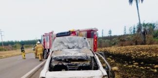 Se incendió un automóvil en la Autovía