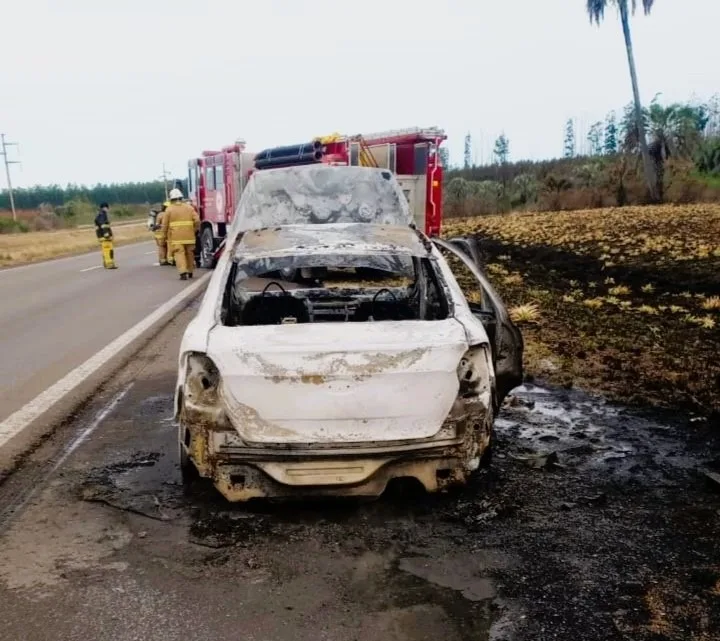 Se incendió un automóvil en la Autovía