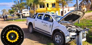 Accidente en San José: colisión entre móvil policial y automóvil particular