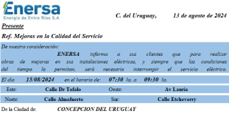 Corte de luz programado para una zona de la ciudad