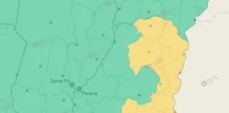 Alerta Amarilla para el Oeste y Noreste de Entre Ríos por Tormentas