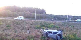 Dos funcionarios de la policía que viajaban por la Autovía volcaron