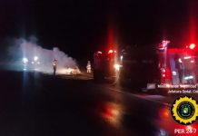 Se incendio un vehículo en la Autovía