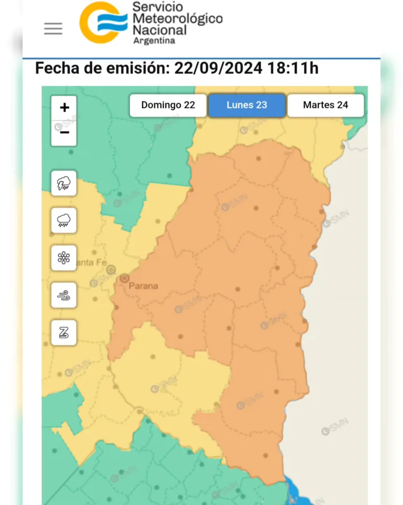 Elevaron a naranja el nivel de alerta por tormentas para la madrugada de este lunes