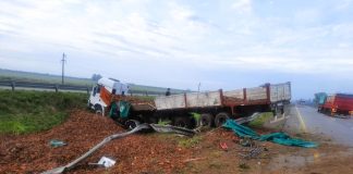 Siniestro vial en la Ruta Nacional 14: despiste de un camión