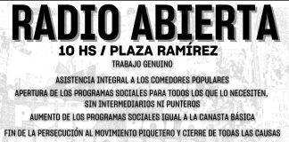 Miércoles 30 de Octubre: Jornada Nacional de Lucha Piquetera con Radio Abierta en Plaza Ramírez