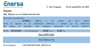 Corte de Servicio Eléctrico en Concepción del Uruguay