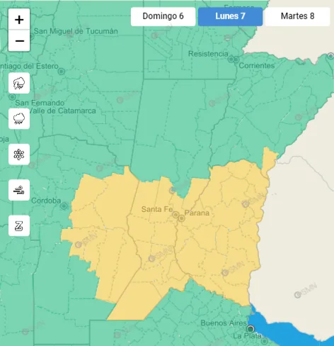 Entre Ríos: Alerta amarilla para este lunes