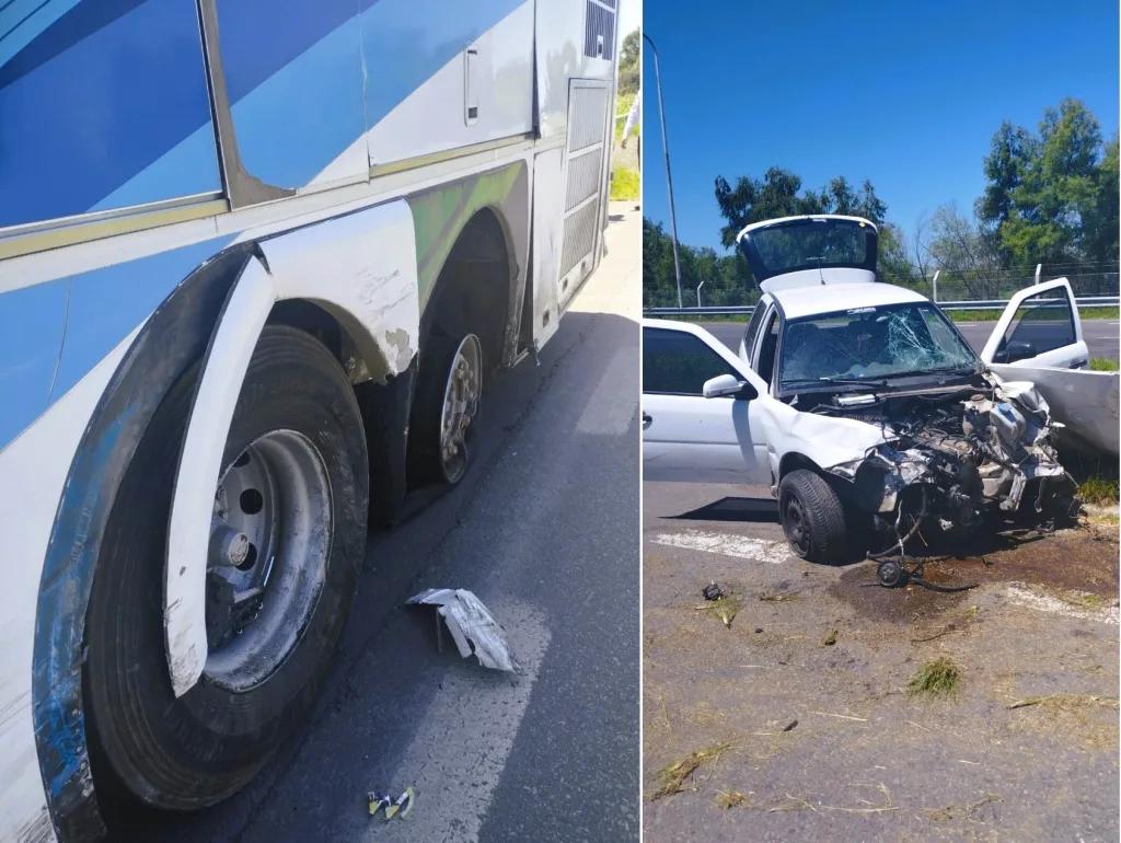 Ruta N° 12: Colisión entre un automóvil y micro deja a conductora de 81 años lesionada