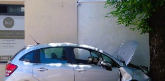 Conductora se descompensó y chocó contra un árbol