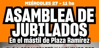 Asamblea pública de jubilados de todos los sectores en Plaza Ramírez