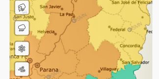 Entre Ríos: Alerta meteorológica nivel naranja por tormentas severas, fuertes y con granizo