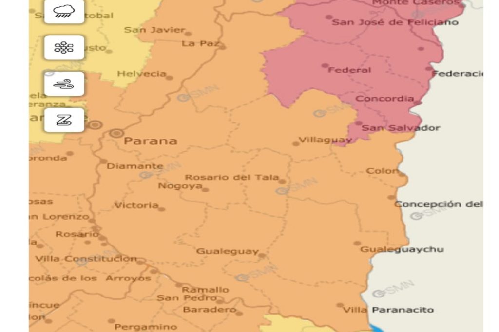 El servicio Meteorológico Nacional actualizó el Alerta a Naranja – Rojo por tormentas para este domingo