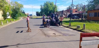 Tránsito disminuido por tareas de bacheo