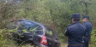 Hallaron oculto el auto robado en un camino rural