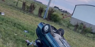 Un Auto Despistó y Volcó en la Ruta 39, Acceso a Herrera