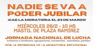 Jornada de lucha nacional por la continuidad de la moratoria y en rechazo a la reforma del régimen jubilatorio