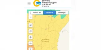 Alerta amarilla por fuertes tormentas en Entre Ríos