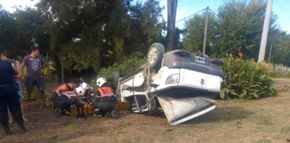 Colón: Impactante despiste y vuelco en Ruta 130