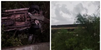 Accidente vial en la Autovía Gervasio Artigas: una camioneta cae debajo de un puente