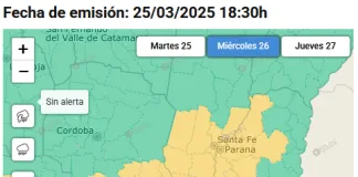 Alerta Amarillo del SMN por tormentas aisladas en Entre Ríos