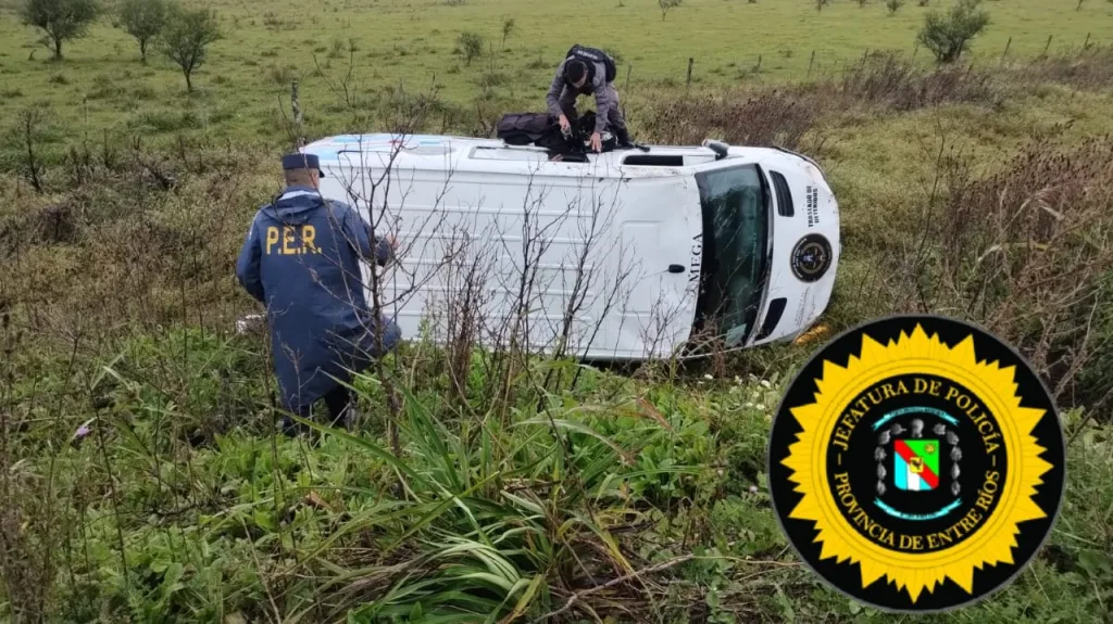 Un móvil penitenciario volcó en Ruta 39 deja dos personas lesionadas