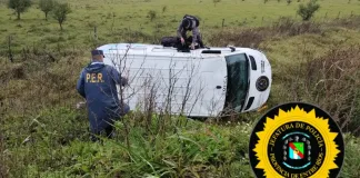 Un móvil penitenciario volcó en Ruta 39 deja dos personas lesionadas