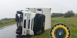 Un camión volcó en ruta provincial 22