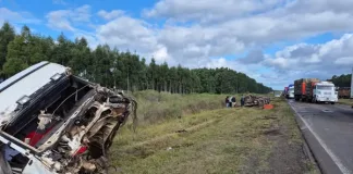 Triple choque en cadena sobre la Ruta 14: tres camiones paraguayos colisionaron a la altura del KM 283