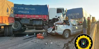 Accidente de tránsito en Ruta Nacional Nº 174: colisión múltiple provocó corte total del tránsito