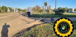 Herrera: un automóvil perdió el control y chocó contra una columna de alumbrado público