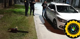 Intentó huir con una motosierra en brazos y la abandonó al ser sorprendido por la policía