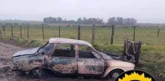 Un automóvil se incendió tras despistarse en la Ruta Provincial 23, cerca de Pronunciamiento