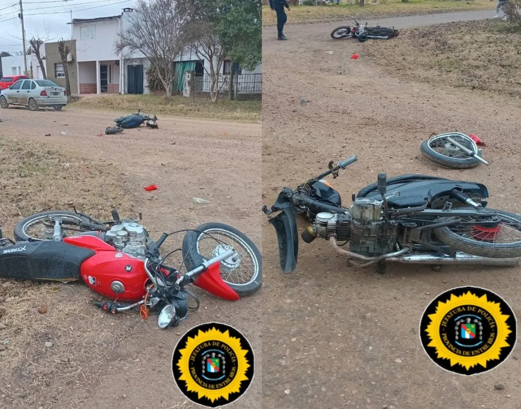 Choque entre dos motos dejó heridos leves