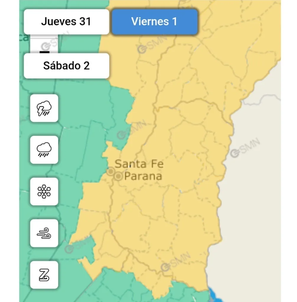 Emitieron alerta amarillo por vientos y tormentas para este jueves y viernes