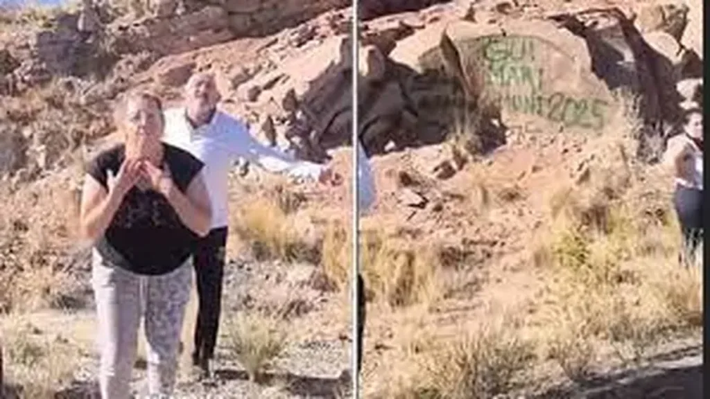 Multa millonaria y trabajo comunitario para turistas que vandalizaron rocas en Mendoza