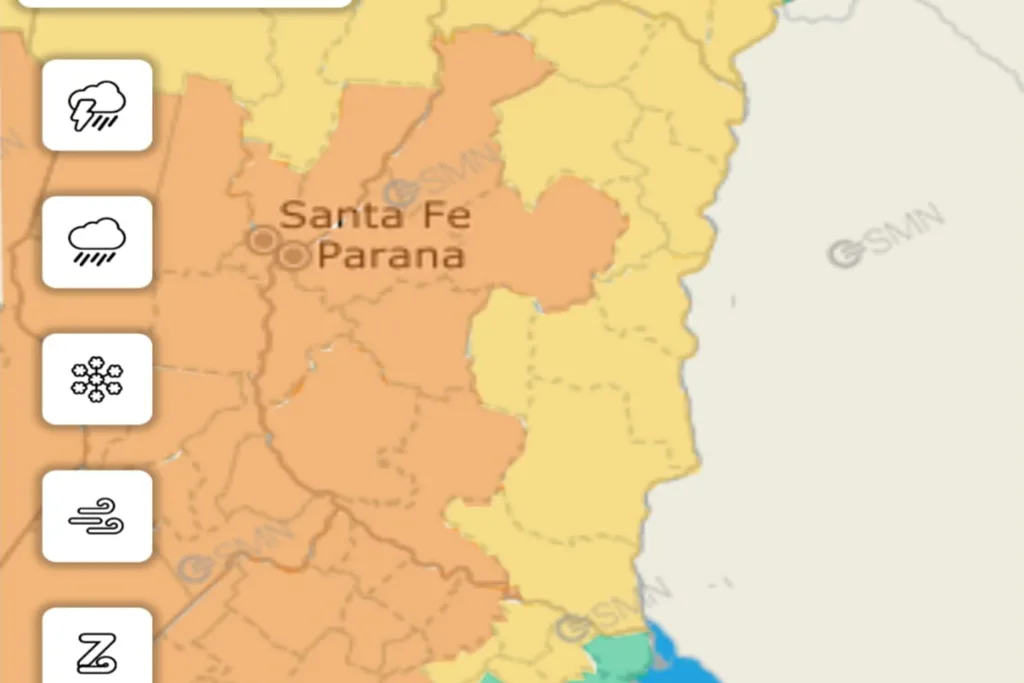 Emitieron alerta naranja y amarilla por lluvias y tormentas para toda la provincia
