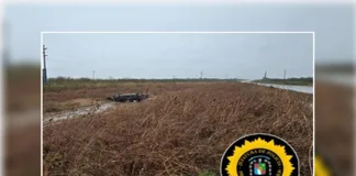 Despiste en Ruta 18: auto perdió el control al pasar sobre espejo de agua