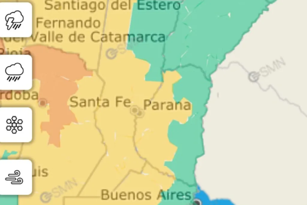 Renuevan alerta amarillo por fuertes lluvias y tormentas para siete departamentos