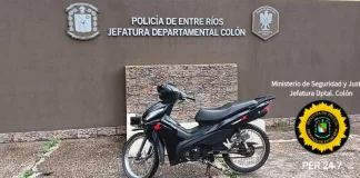 Recuperan en Colón una moto robada en Concepción del Uruguay