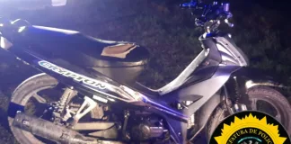 Policía secuestra una motocicleta con numeración limada tras una persecución