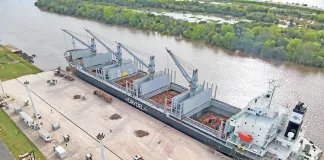 El Allegra cargó 22.300 toneladas en menos de tres días y zarpó rumbo a Ibicuy
