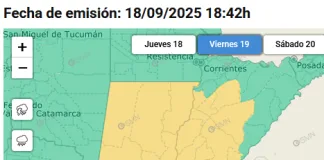 Alerta amarilla por tormentas para Entre Ríos