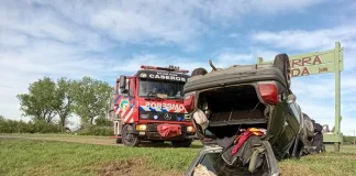 Vuelco en Ruta 39: un joven resultó con lesiones leves tras perder el control de su vehículo