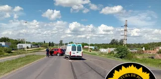 Chocaron una ambulancia y una camioneta en el cruce de rutas 14 y 39 dejó dos personas hospitalizadas