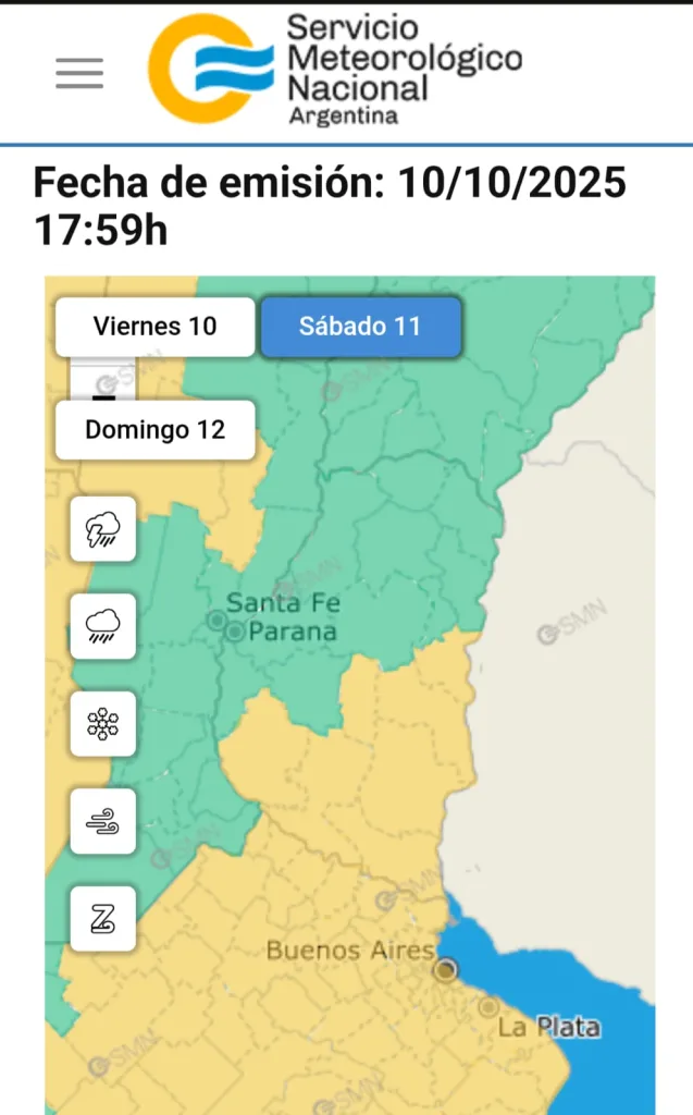 Emitieron alertas por lluvias y tormentas para el sábado y domingo