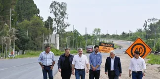 Frigerio recorrió la obra de pavimentación del acceso norte a Concepción del Uruguay