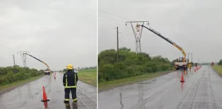 Ruta 39: un cable de alta tensión cayó durante el temporal