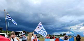 Colón marchó hacia el Puente Internacional pidiendo la no instalación de HIF Global en Paysandú